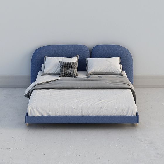 Stylish Low-Poly Bed Frame 3D model for Modern Interiors