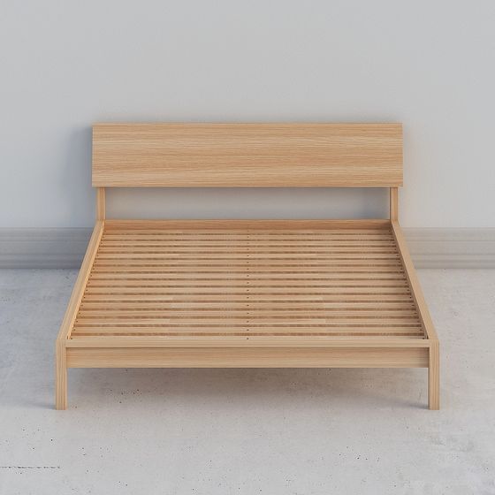 Minimalist Wooden Bed Frame 3D model
