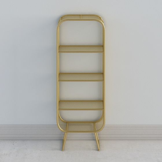 Elegant Gold Metal Bookshelf 3D Model