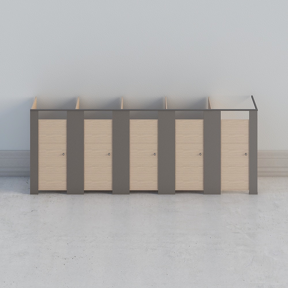 Minimalist 5-Unit Bathroom Partition 3D model
