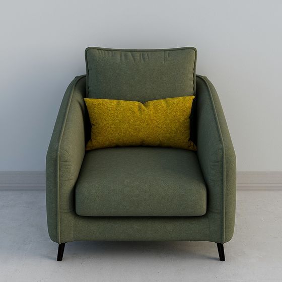 Chic Green Low-Polygon Sofa Chair 3D model for Modern Interiors