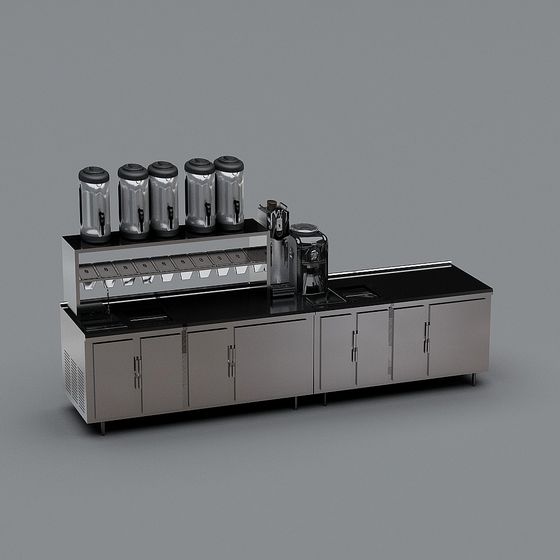 Modern Low-Polygon Coffee Bar 3D Model