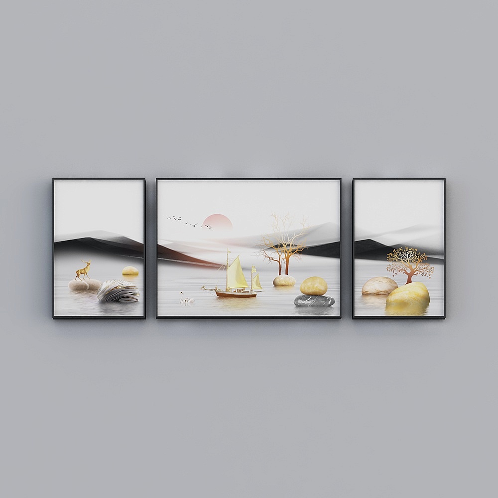 Glorious Fine Painting - Simple Modern -L-35070-1-2-3-Landscape Decoration Painting