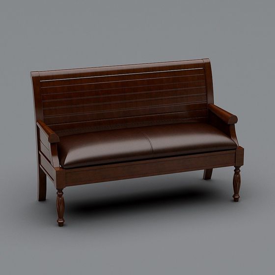 Elegant Retro Wooden Sofa 3D model