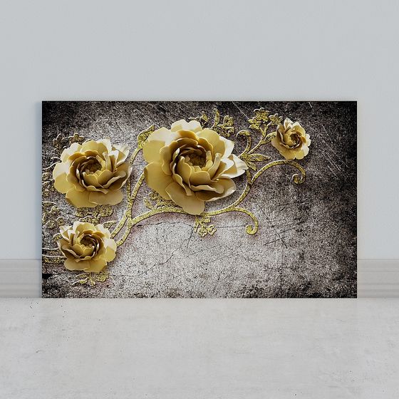 Elegant Gold Rose Wall Art 3D model
