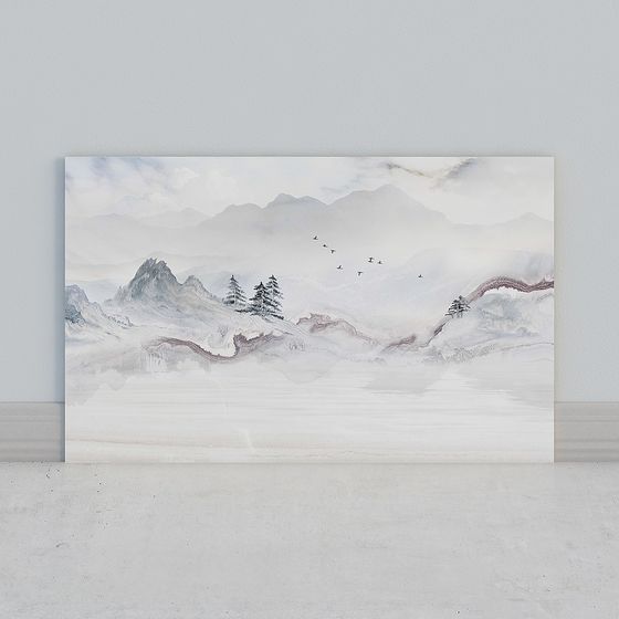 Ink Wash Mountains and Rivers 3D model