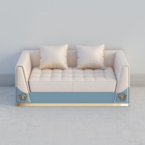 Elegant Low-Polygon Leather Sofa 3D model