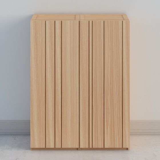 Stylish Wooden Shelf Cabinet 3D model