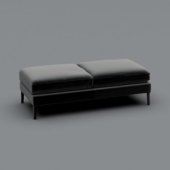 Black Fabric Vanity Stool 3D Model