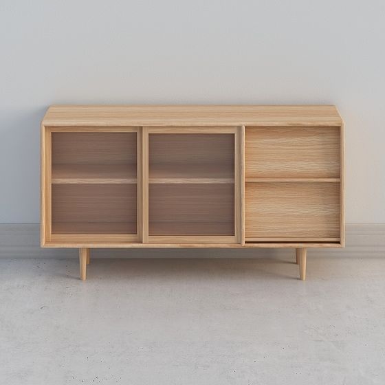 Elegant Wooden Display Cabinet 3D model