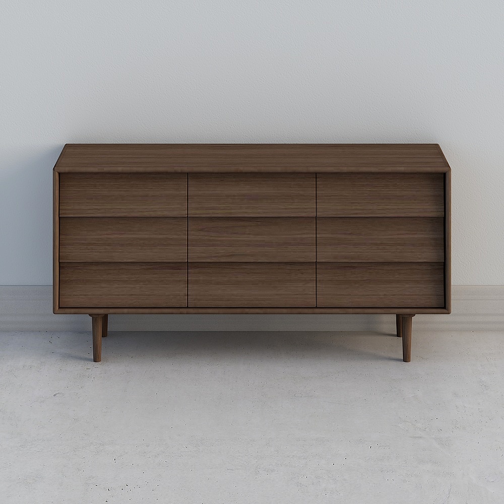 Waiting for people to pick up, oblique nine-bucket cabinet black walnut