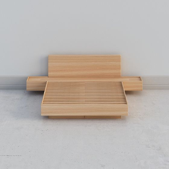 Stylish Wooden Storage Bed 3D model