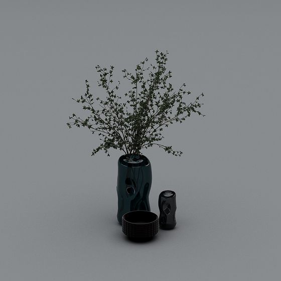 Elegant Greenery Vase 3D model