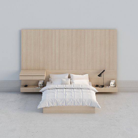 Elegant Low-Poly Bed Frame 3D model