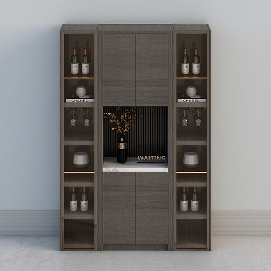 Elegant Brown Shelf Cabinet 3D Model for Stylish Storage
