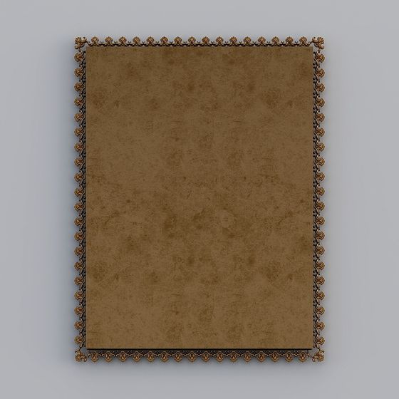 Elegant Gold Framed Mirror 3D Model