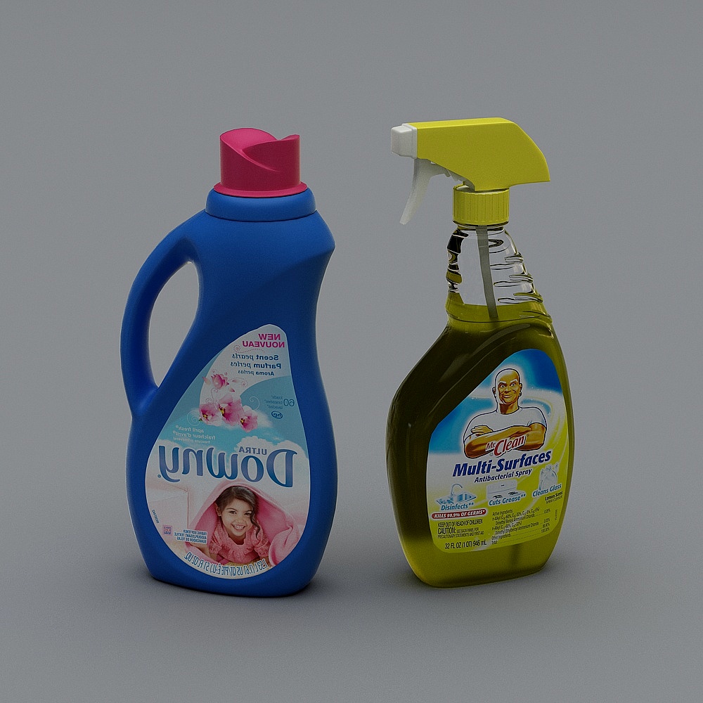Domuna Laundry Detergent & Mr. Clean Multi-Surface Spray 3D Models