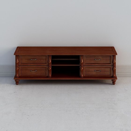 Elegant Low-Poly TV Cabinet 3D Model