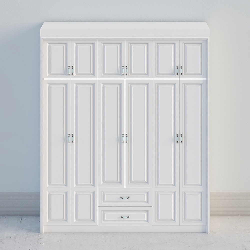 Six-door wardrobe white
