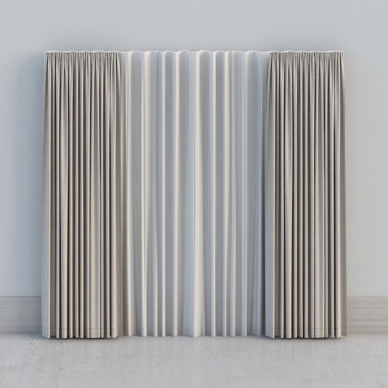 Low Polygon Stylish Curtain 3D Model