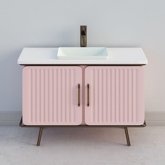 Stylish Pink and White Bathroom Vanity 3D model