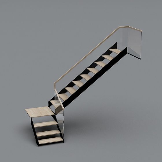 Stylish Black Stairs 3D Model – Contemporary Design