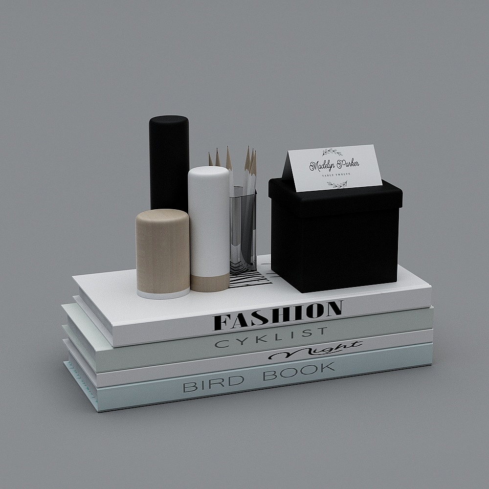 Elegant Low Polygon Book Stack 3D model