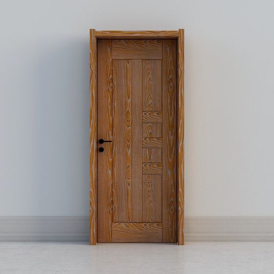 Stylish Low-Poly Wooden Door 3D model