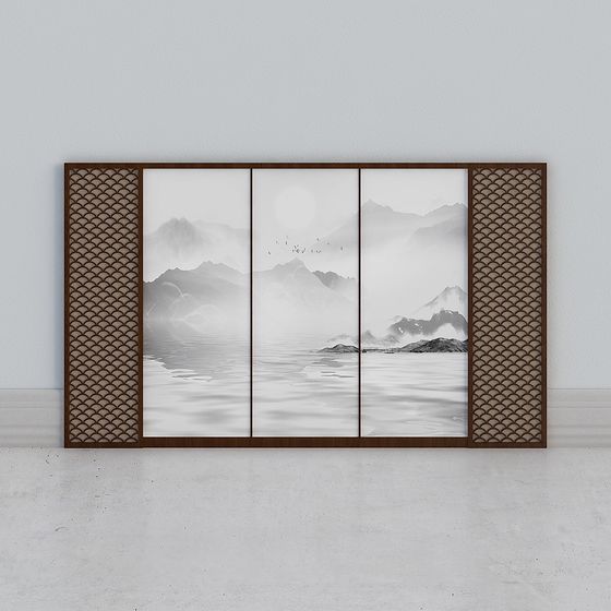 Stunning Landscape Folding Screen 3D model