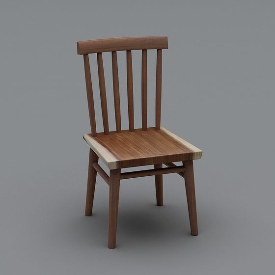 Low Poly Wooden Chair 3D Model
