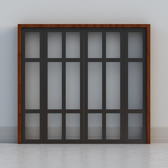 Elegant Glass and Wood Frame Door 3D model