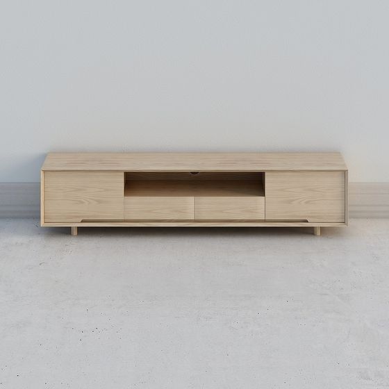 Minimalist Wooden TV Cabinet 3D model