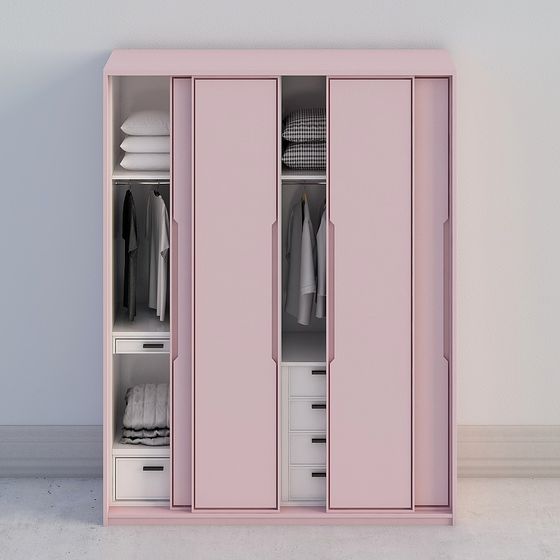 Chic Pink Wardrobe 3D model for Contemporary Living