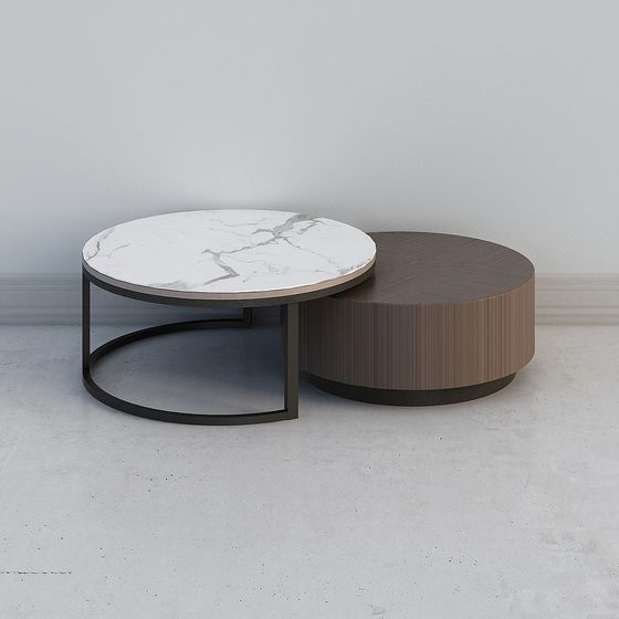 Twin Round Table Set 3D model