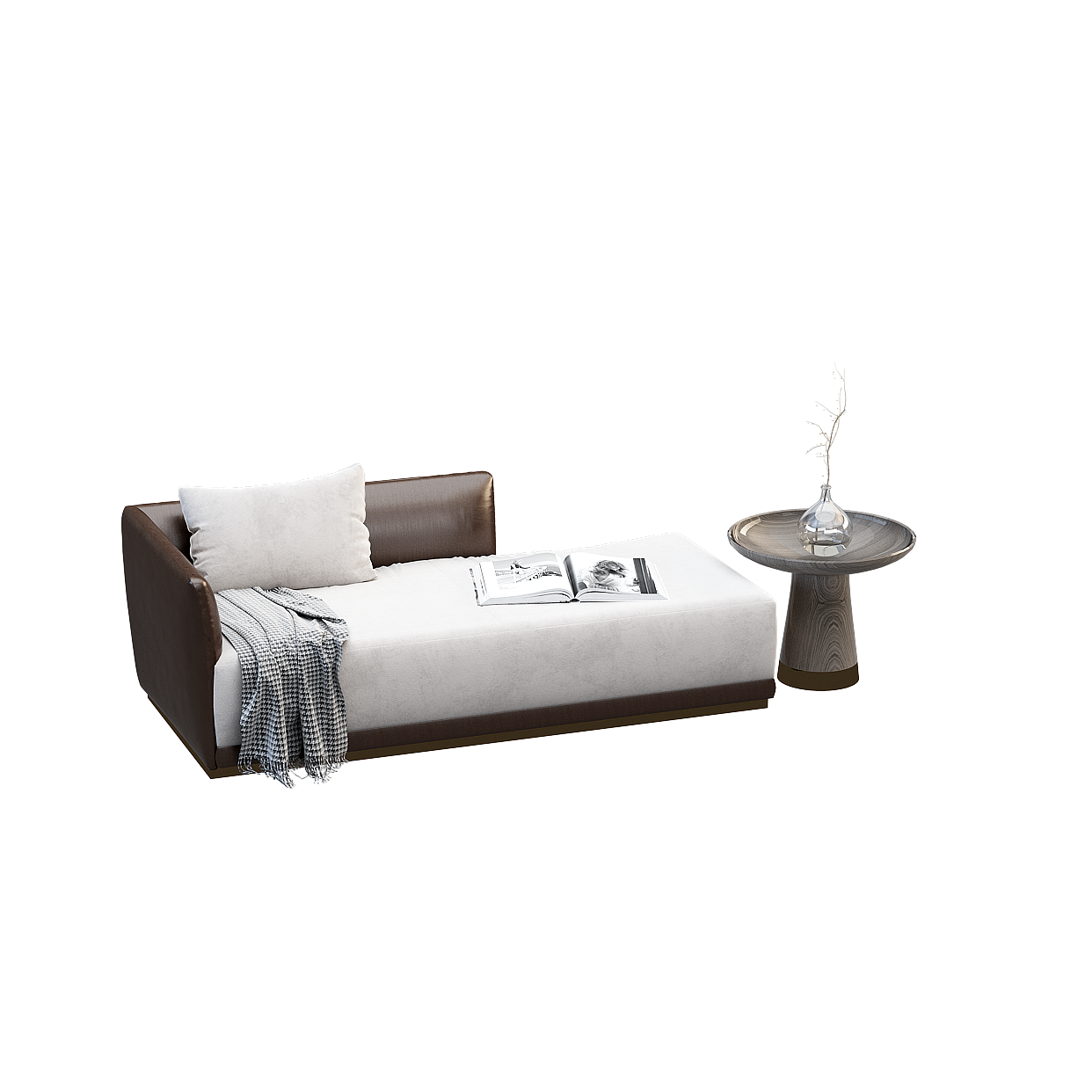 Modern Minimalist Low-Polygon Sofa 3D Model – Cozy Fabric Design