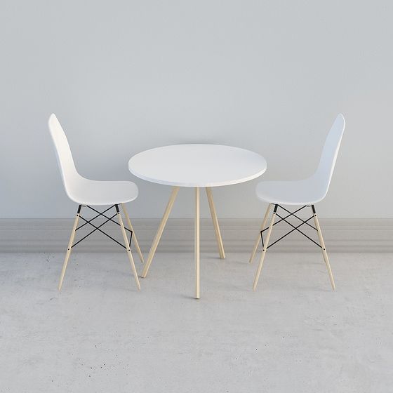 Nordic Small Table and Chair Set 3D model for Modern Spaces
