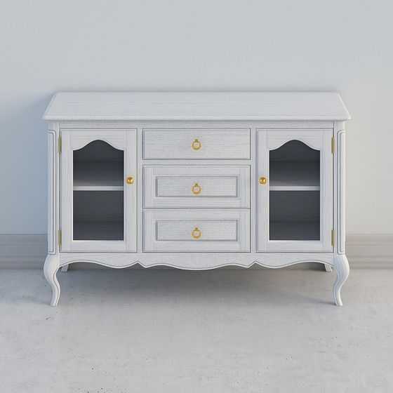 Vintage White Sideboard 3D model