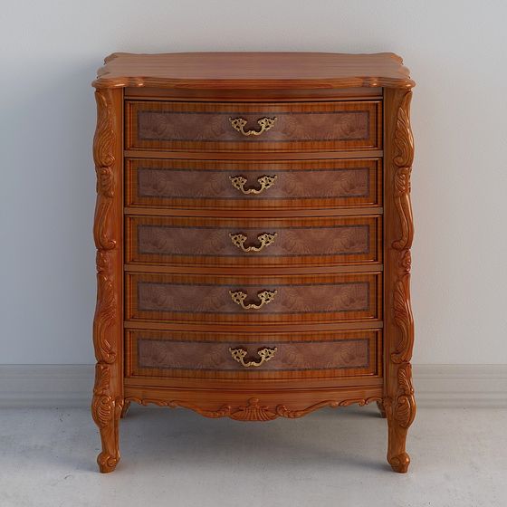 Elegant Vintage 5-Drawer Cabinet 3D model