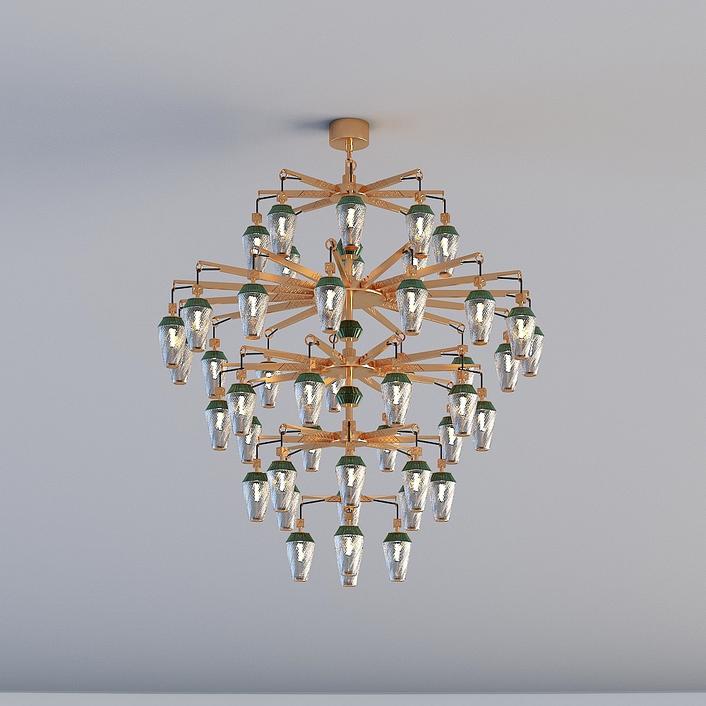 Elegant Low-Polygon Chandelier 3D Model