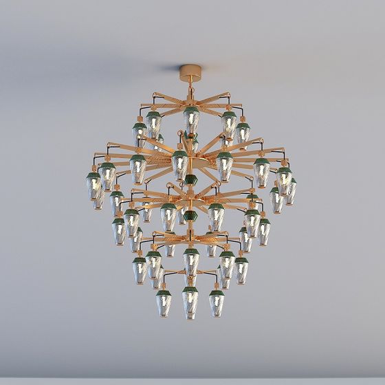 Elegant Low-Polygon Chandelier 3D Model