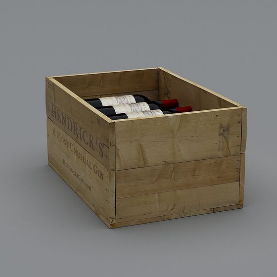 Vintage Wooden Liquor Crate 3D model