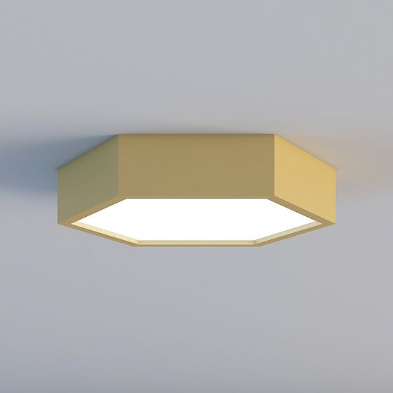 Elegant Hexagonal Ceiling Light 3D model for Contemporary Spaces