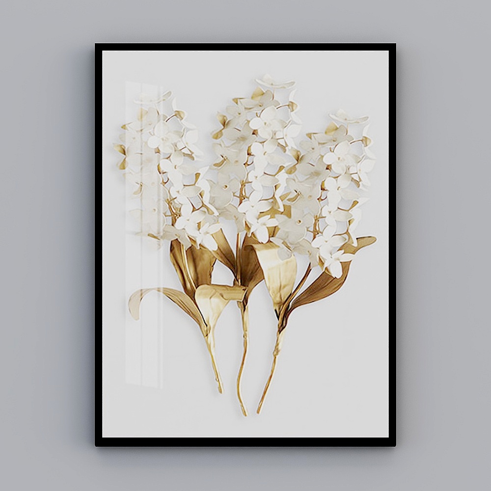 Elland decorative painting new Chinese minimalist picture frame Xuanguan aisle corridor personality art living room dining room bedroom European-style leaf flowers modern light luxury hanging painting single plant