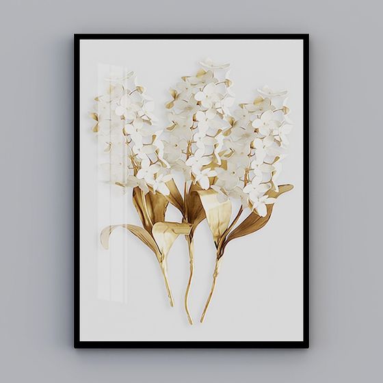 Elegant Golden Bouquet 3D model for Creative Designs