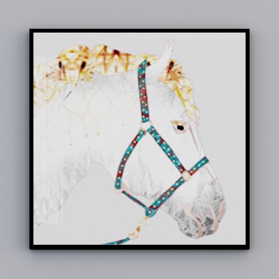 Horse Head with Colorful Ribbon 3D model