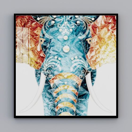 Colorful Painted Elephant 3D model