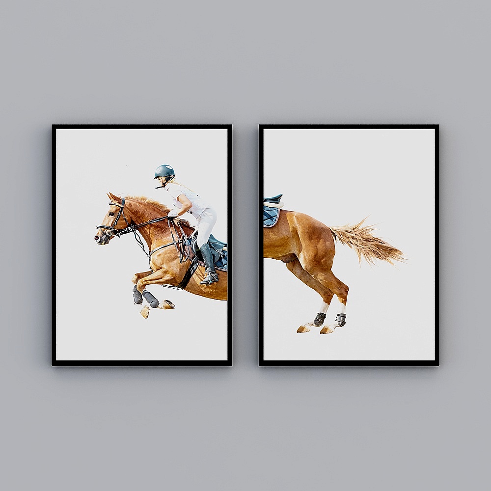 Elland decorated painting  modern simple European picture frame living room sofa background wall dining room entrance light luxury hanging painting two-way painting personality art Pentium horse animals