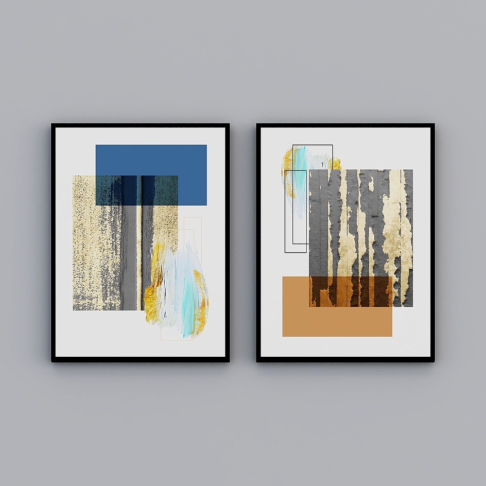 Elland decorates the painting of the new Chinese-style Nordic modern minimalist European-style picture frame living room sofa background wall dining room entrance light luxury hanging painting two-way personality geometry circular block abstraction