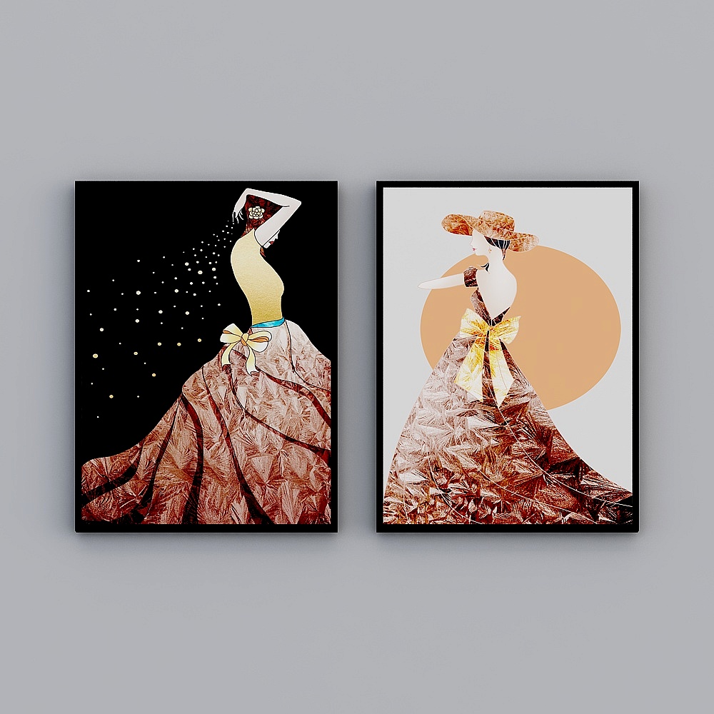 Elland decorative painting  modern simple European picture frame living room sofa background wall dining room xuanguan light luxury hanging painting two-in-one personality art crystal porcelain painting lady queen