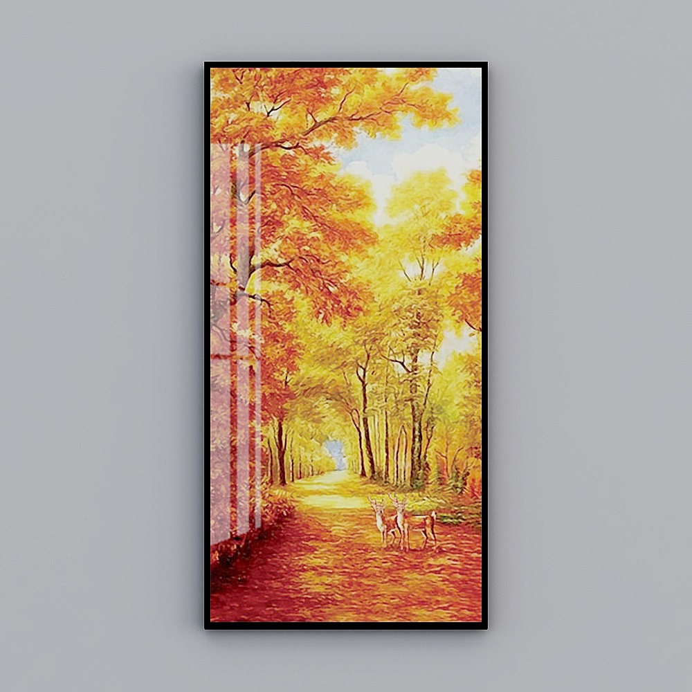 Elland decorative painting  Nordic minimalist picture frame Xuanguan aisle corridor single personality art living room dining room bedroom crystal porcelain painting European-style dark gold trees modern light luxury hanging painting